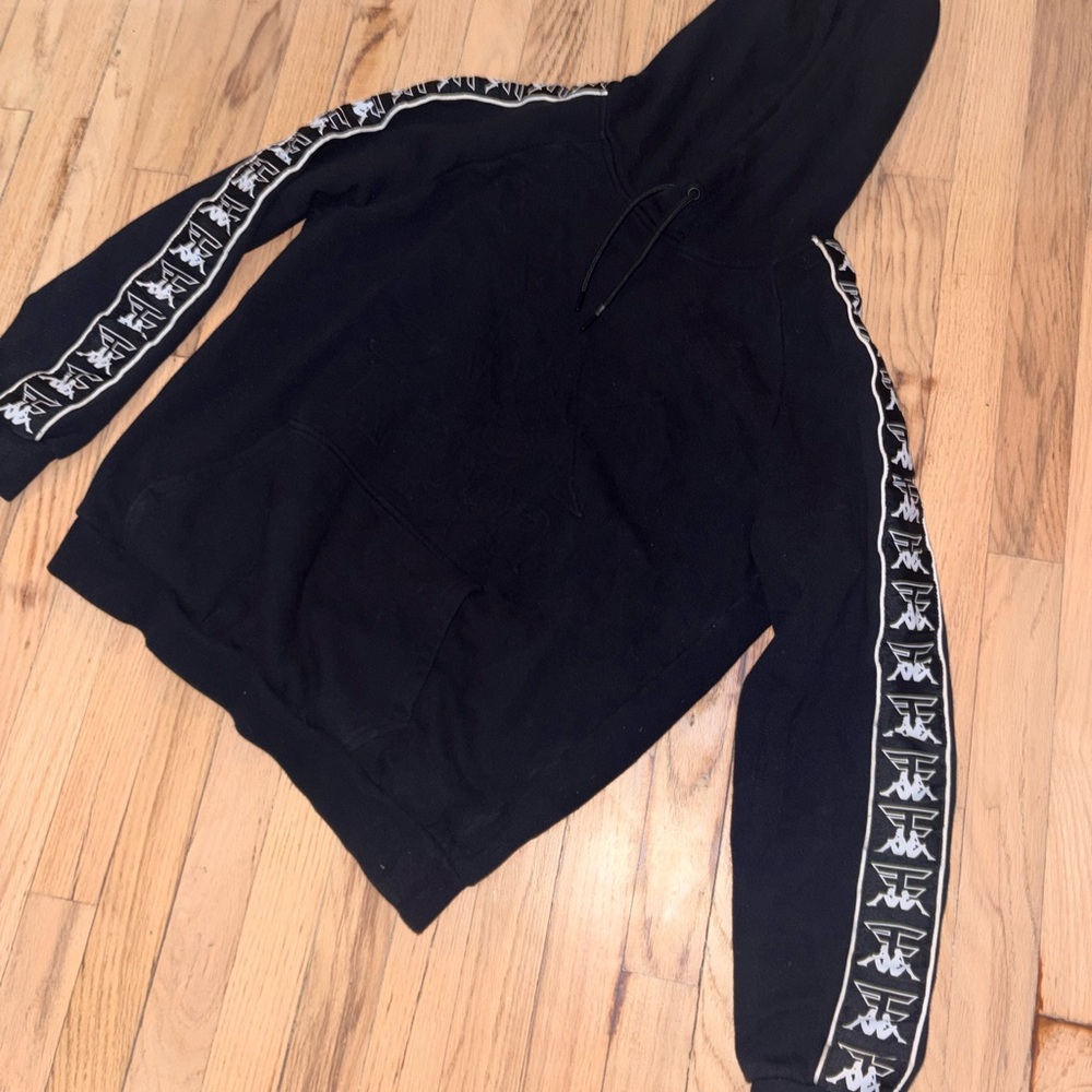 Kappa Black Hoodie with White Sleeve Design